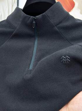 Mostarsea~磨毛内搭保暖长袖T恤男秋冬半拉链纯色卫衣德绒打底衫