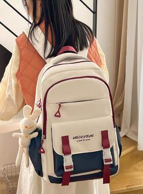 香港女生书包初中生小学生k型高中生轻型减重护脊柱大容量背包