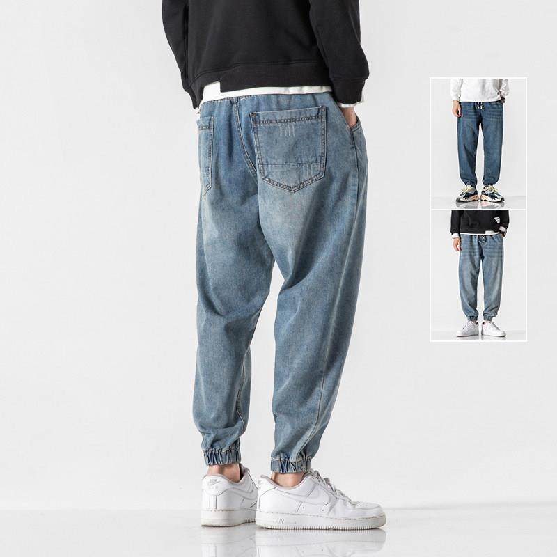 it neith BIAS潮牌松紧腰小脚牛仔裤男ins宽松大码系绳哈伦束脚裤,男装,时尚防晒服,淘宝优惠券,粉丝福利购,淘宝优惠卷