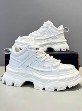 潮牌2025秋冬季新款时尚透气厚底增高马丁靴男时尚加绒白色低帮鞋