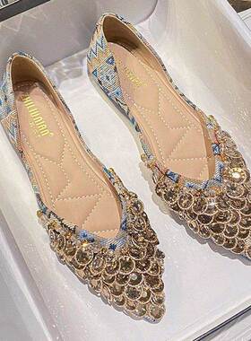 Craes Kally法式浪漫！女性尖头浅平底鞋2025新多功能软底鞋