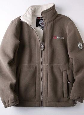 MAROLIO~出口挪威！加绒加厚双面摇粒绒抓绒衣男秋冬宽松保暖外套