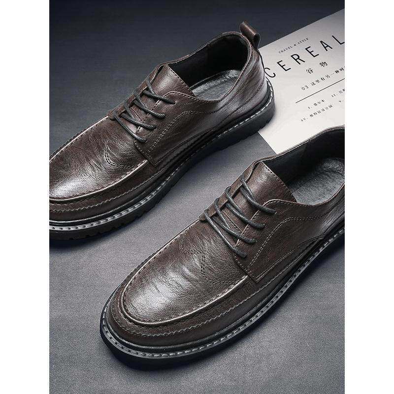 时尚英伦风真皮布洛克男鞋2025新款休闲商务鞋潮流百搭覆古小皮鞋
