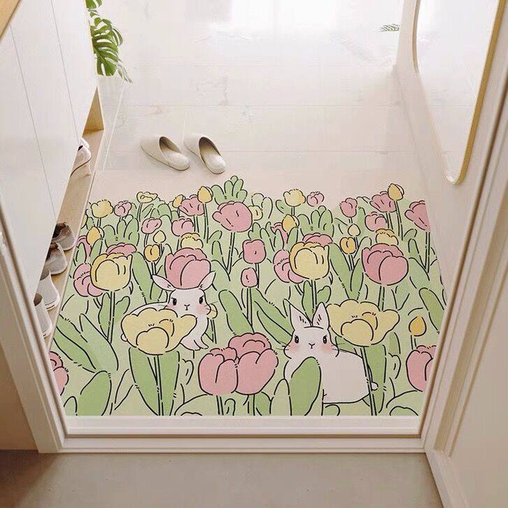 暖藻 兔年郁金香入户门地垫pvc可裁剪玄关门口进门地毯可擦免洗,居家布艺,入户地垫,淘宝优惠券,粉丝福利购,淘宝优惠卷