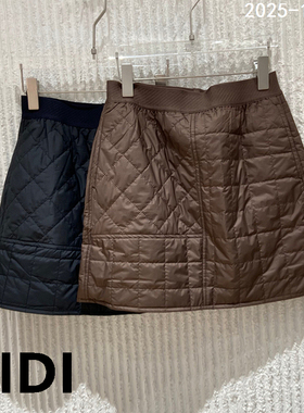 欧洲站2025秋冬季新款松紧腰高腰显瘦夹棉A字半身裙女短裙5625