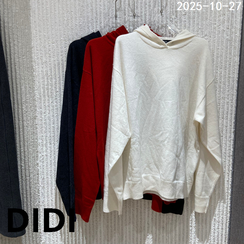 欧洲站2025冬季新款PH23时尚连帽纯色羊毛针织衫女套头毛衣1693