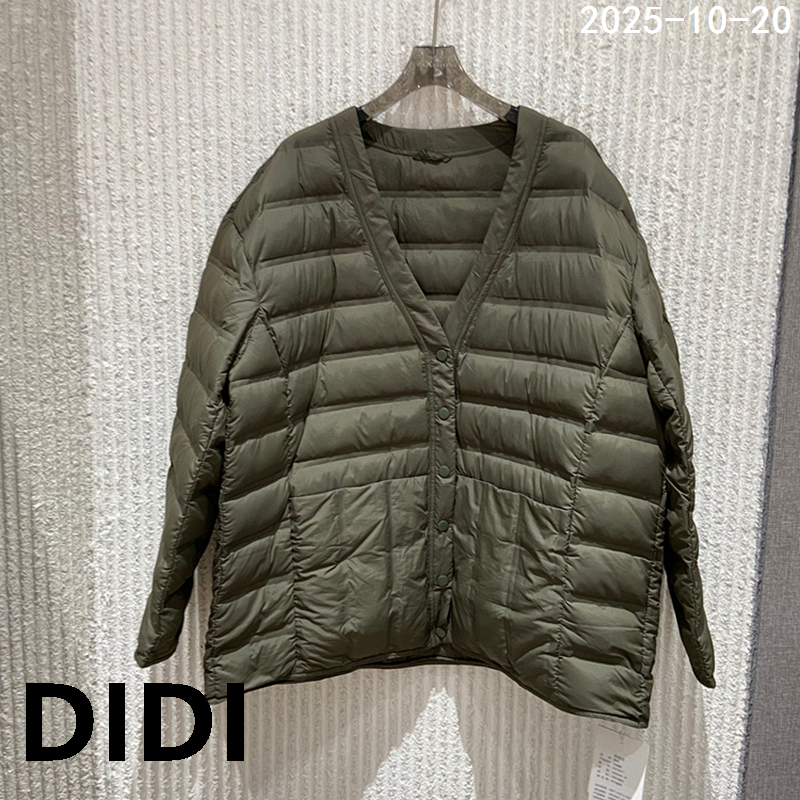 欧洲站2025秋冬新款V领单排扣宽松轻薄保暖鹅绒羽绒服外套250977