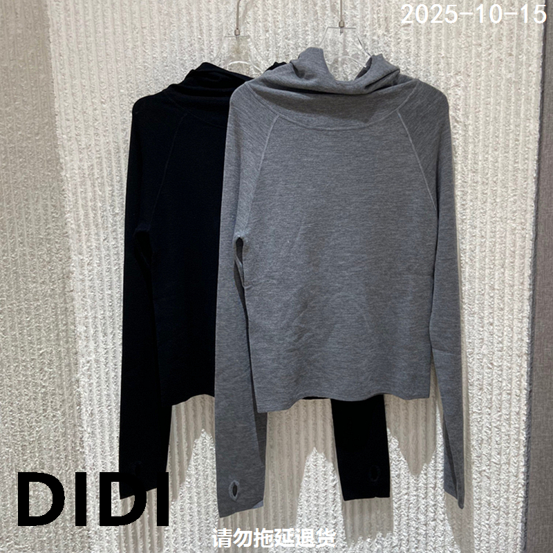 欧洲站2025秋冬季新款PH23连帽袖口露洞绵羊毛长袖针织衫女59139