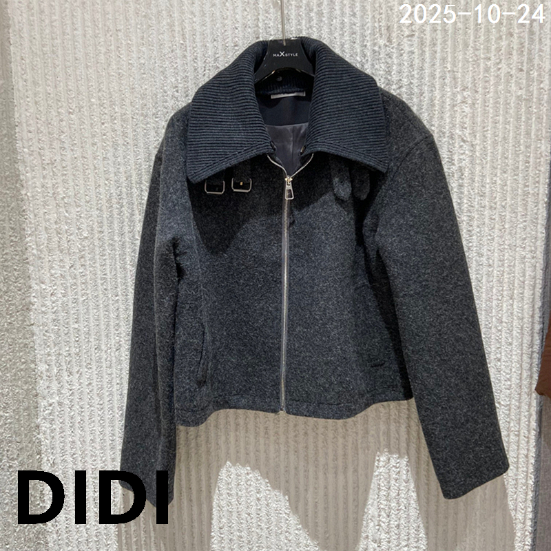 欧洲站2025冬季新款PH23可拆卸翻领拉链气质毛呢休闲外套女59350