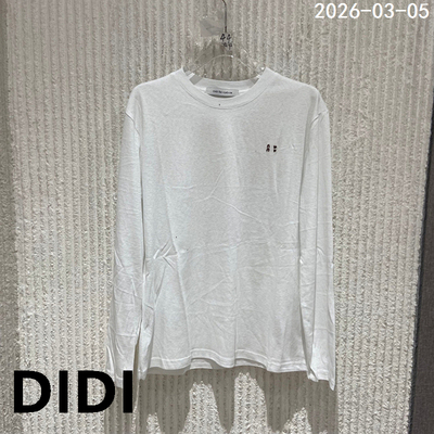 欧洲站2026春季新款OVER圆领长袖白色T恤女简约百搭打底衫70111