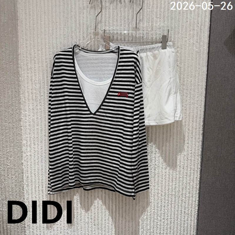 欧洲站2026夏季新款长袖条纹T恤+打底背心+短裙休闲三件套女2358