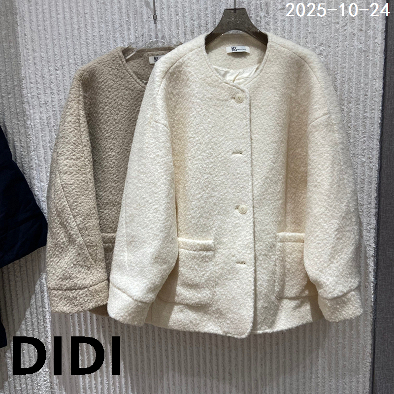 欧洲站2025冬季新款MYPH圆领单排扣宽松羊毛大衣女毛呢外套1700