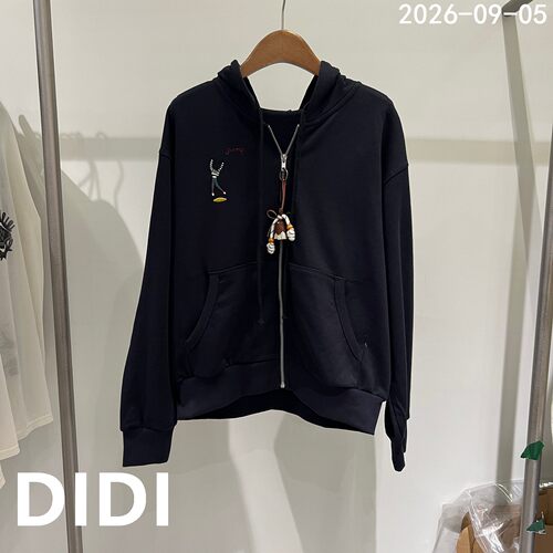 欧洲站2026早秋新款休闲连帽拉链卫衣女宽松帽衫刺绣棉外套60197