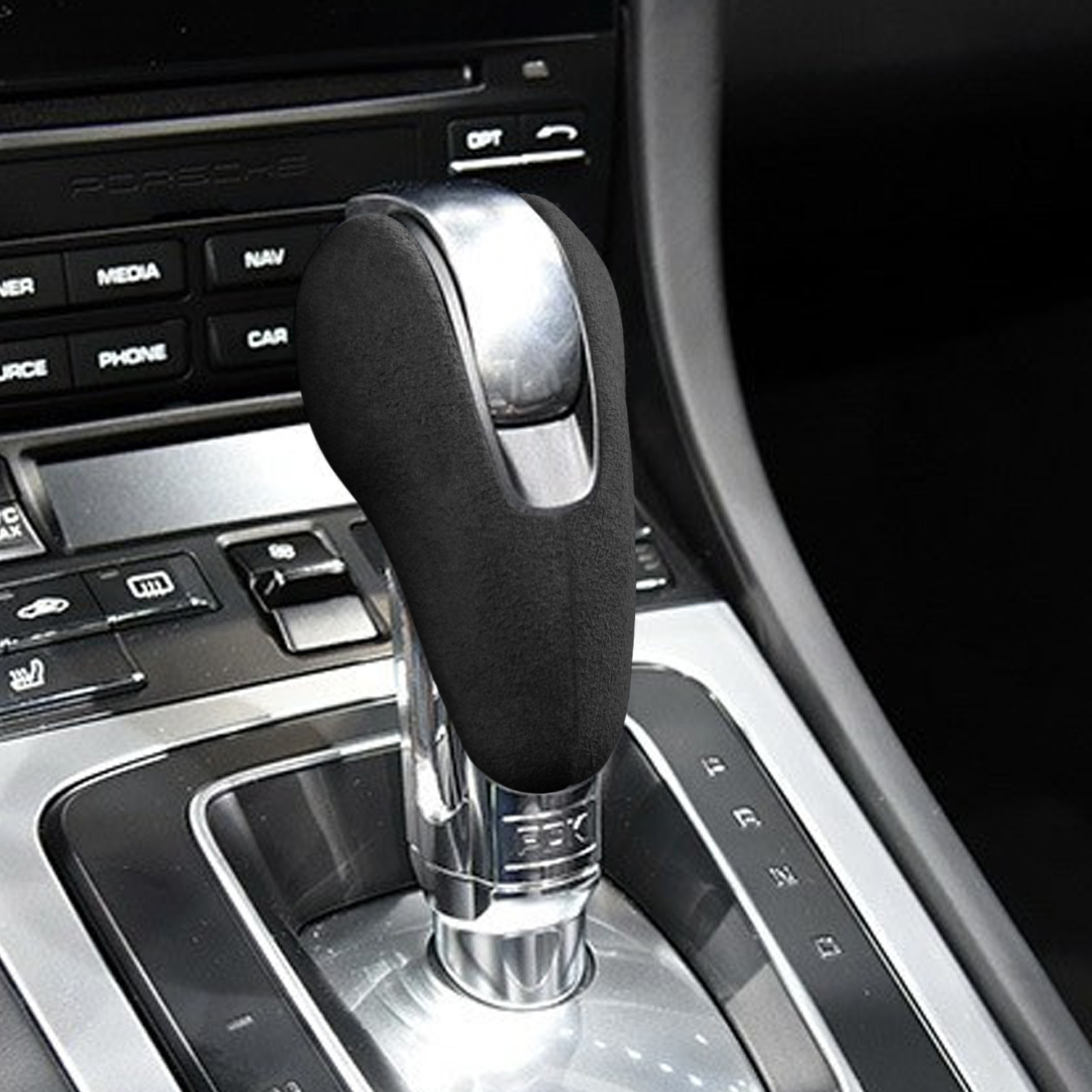 适用于保时捷macan 911 718 帕拉梅拉档把套盖翻毛皮汽车内饰改装