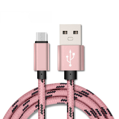 手机usb直头格子编织数据线