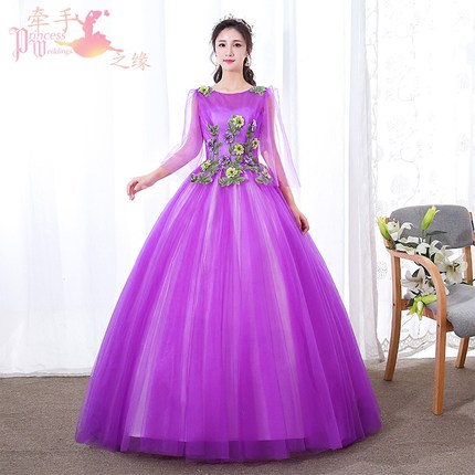 晚礼服蓬蓬裙独唱主持演出服声乐艺考学生唱歌美声礼服女长款显瘦
