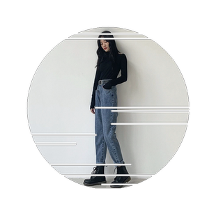 高腰牛仔裤女宽松韩版学生复古直筒哈伦裤秋冬新款老爹萝卜长裤子