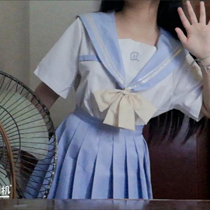 2022时尚新款原创制服百褶裙水手服套装学生装女生闺蜜装上衣短袖