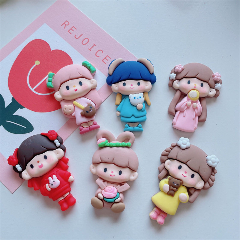 diy奶油胶大卡古风小卓女孩发饰材料贴片手作自制挂件树脂配件