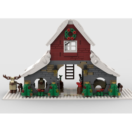 现货小颗粒MOC-210449益智圣诞节日拼装积木驯鹿马厩模型建筑系列