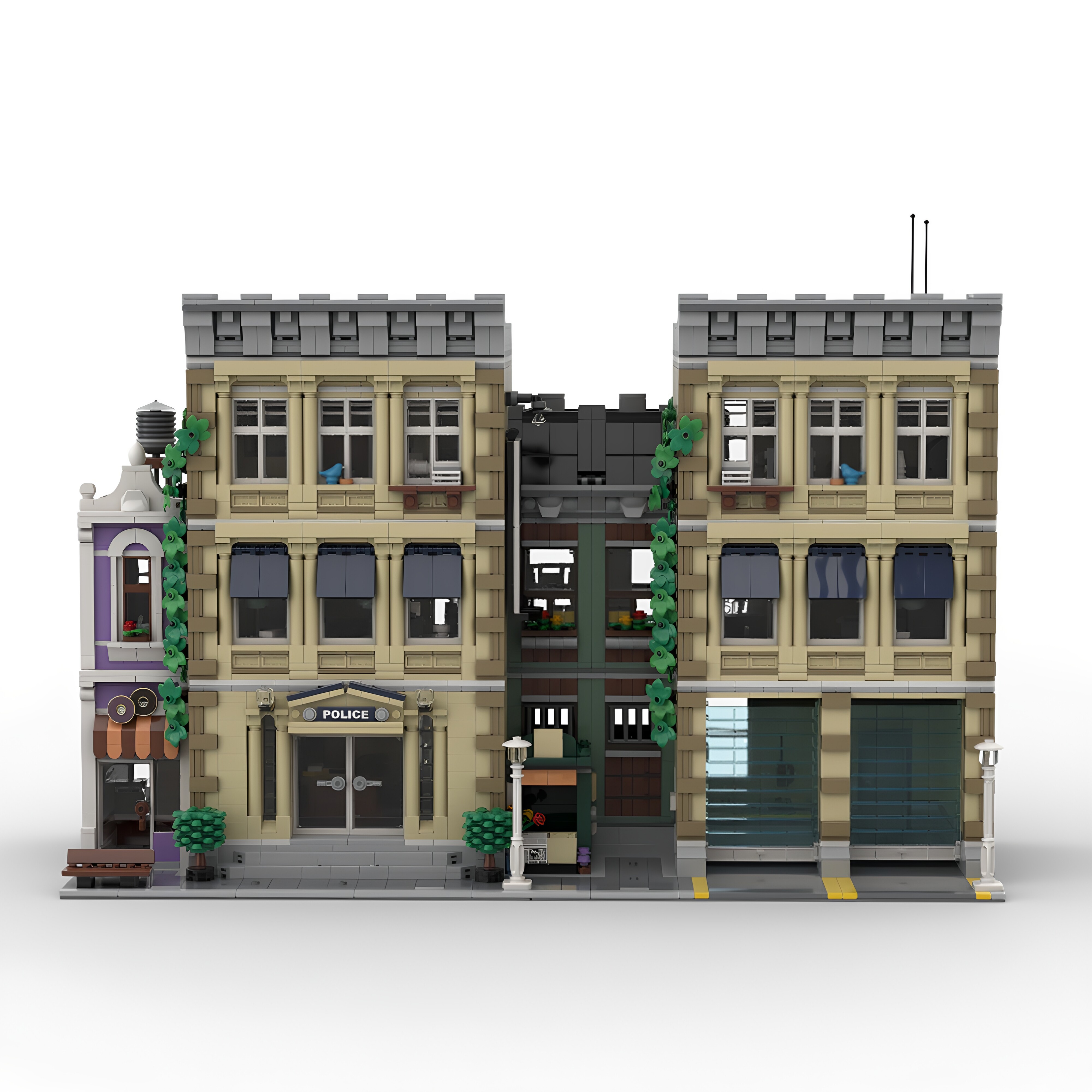 现货小颗粒MOC-107696警察局建筑街景系列积木益智玩具模型摆件