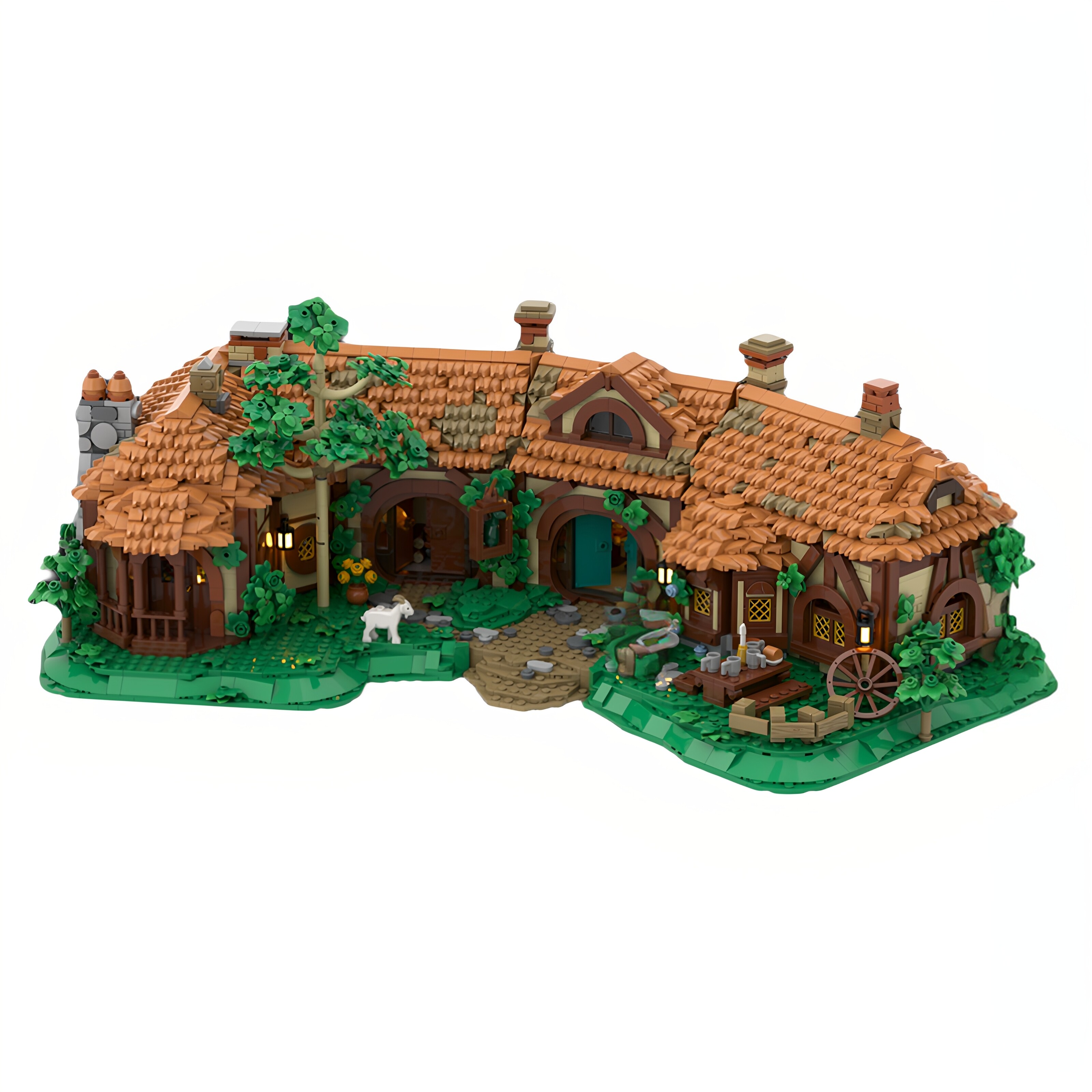 现货小颗粒MOC-231009绿龙旅馆建筑巨型房屋积木玩具模型礼物摆件