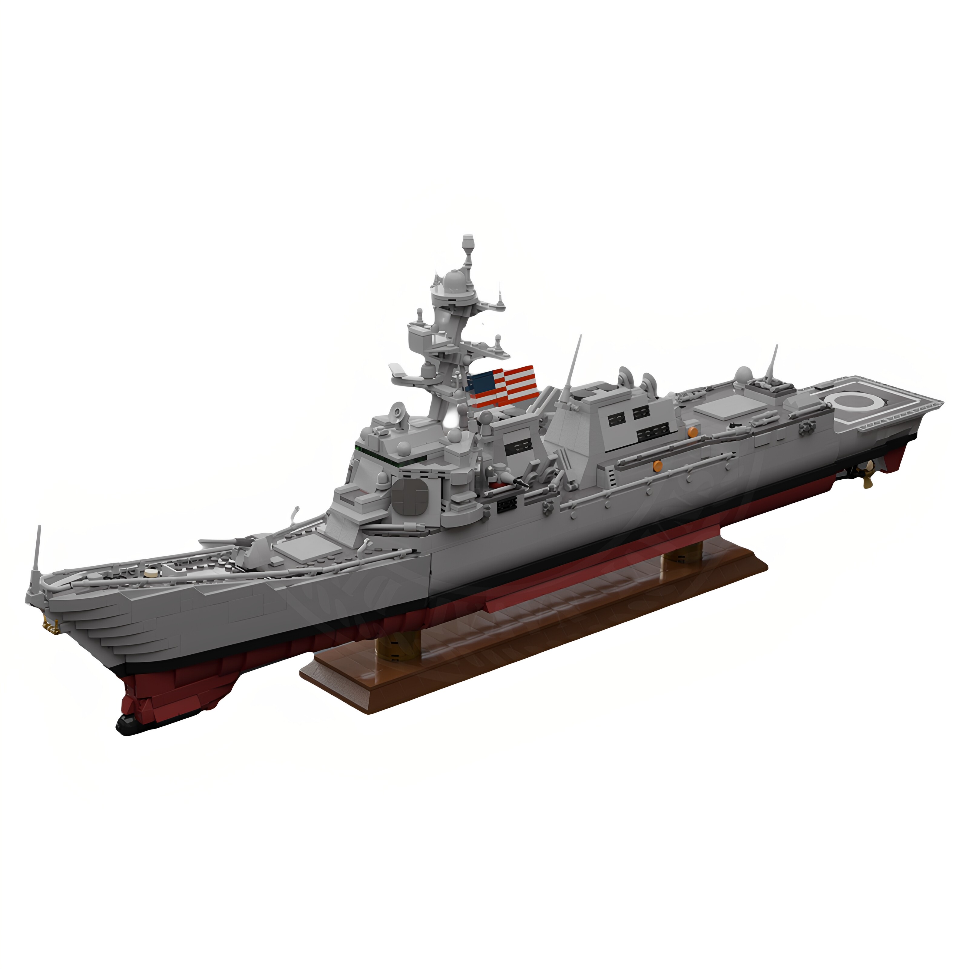现货小颗粒MOC-194052阿利·伯克级驱逐舰积木玩具模型礼物摆件