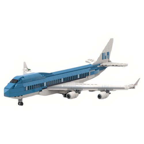 现货小颗粒MOC-263186荷兰皇家航空波音747-400客机飞机积木玩具
