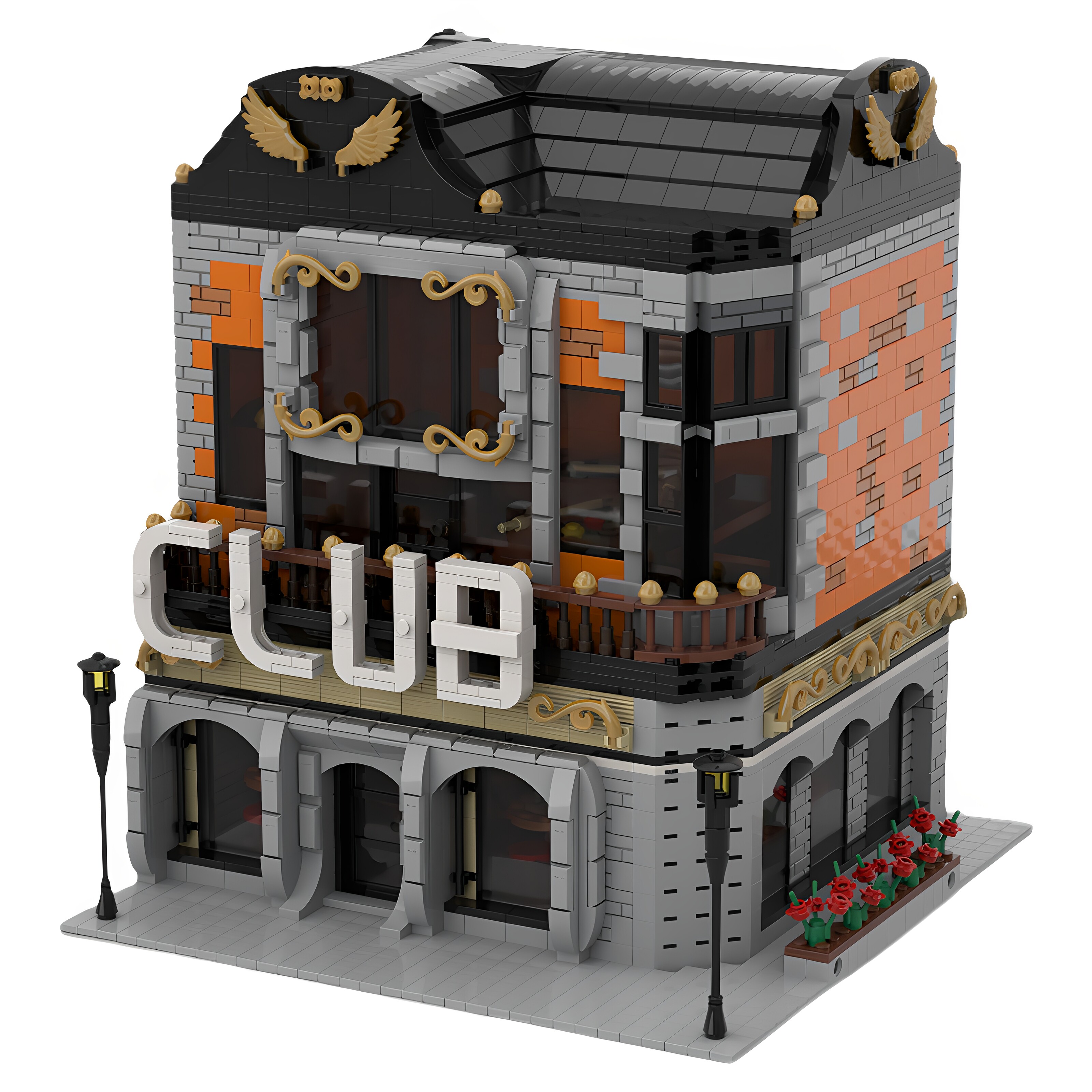现货小颗粒MOC-35552模块化俱乐部大楼积木益智玩具模型礼物摆件