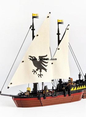 国产积木MOC-150662 乌鸦之爪中世纪船帆海盗船玩具