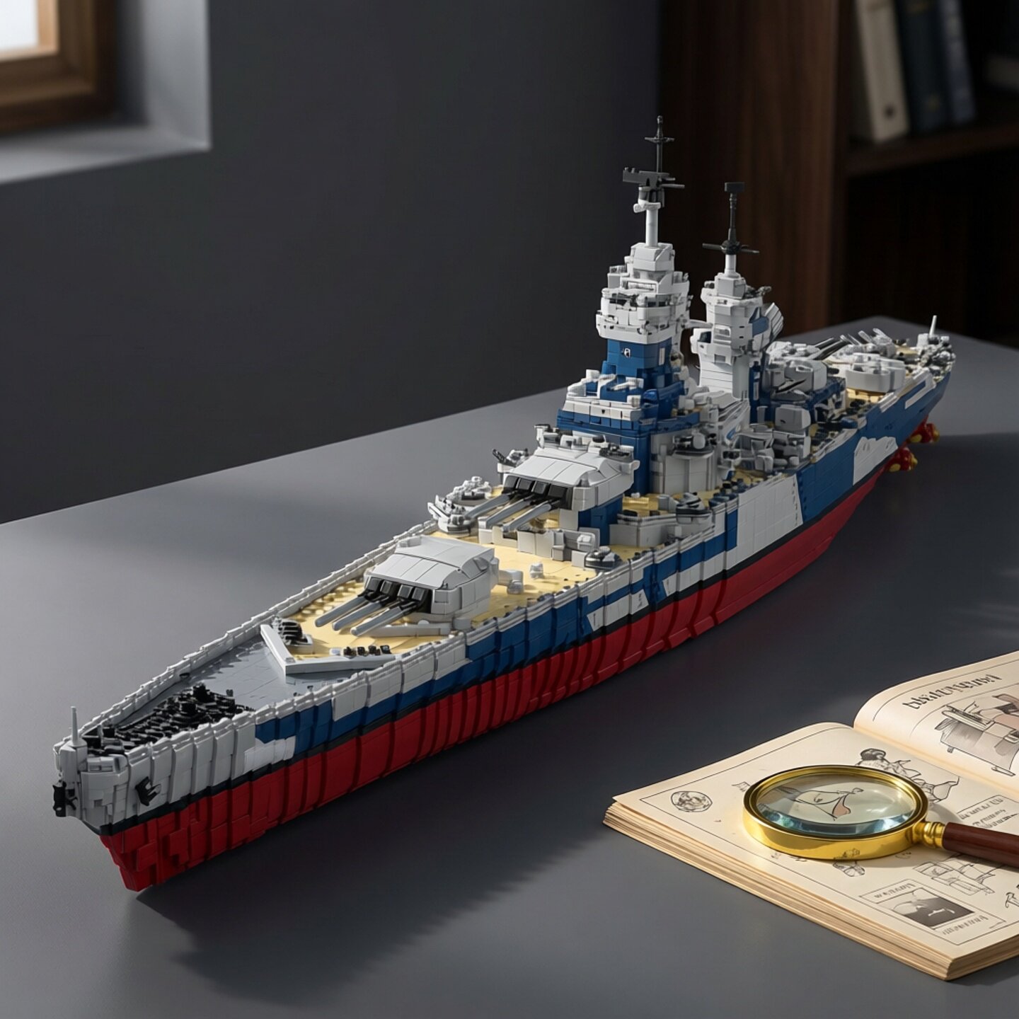 现货小颗粒MOC-163300液法国战列舰黎塞留模型战舰积木玩具模型