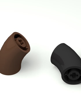 华志积木 65473 棕色 黑色 2x2 45°弧形十字孔圆砖 连接件63278