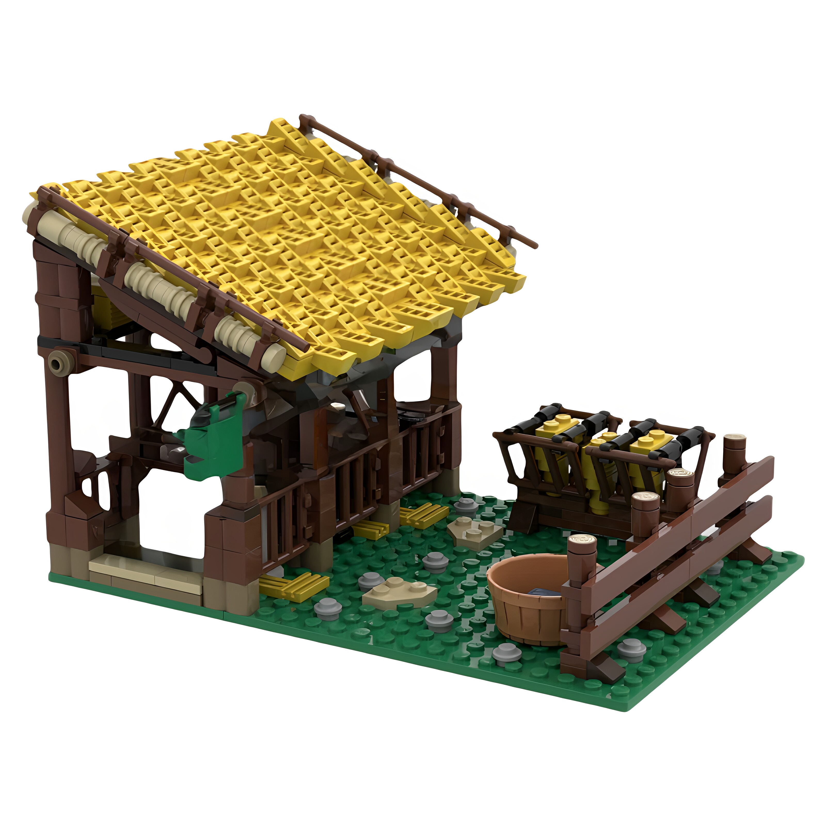 MOC-87706小颗粒中世纪马厩积木