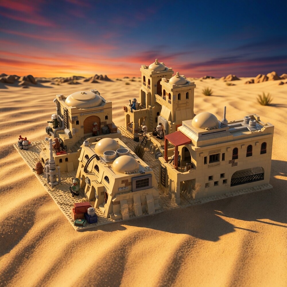 现货小颗粒MOC-123257星球大战塔图因莫斯艾斯利束大型基地拼积木