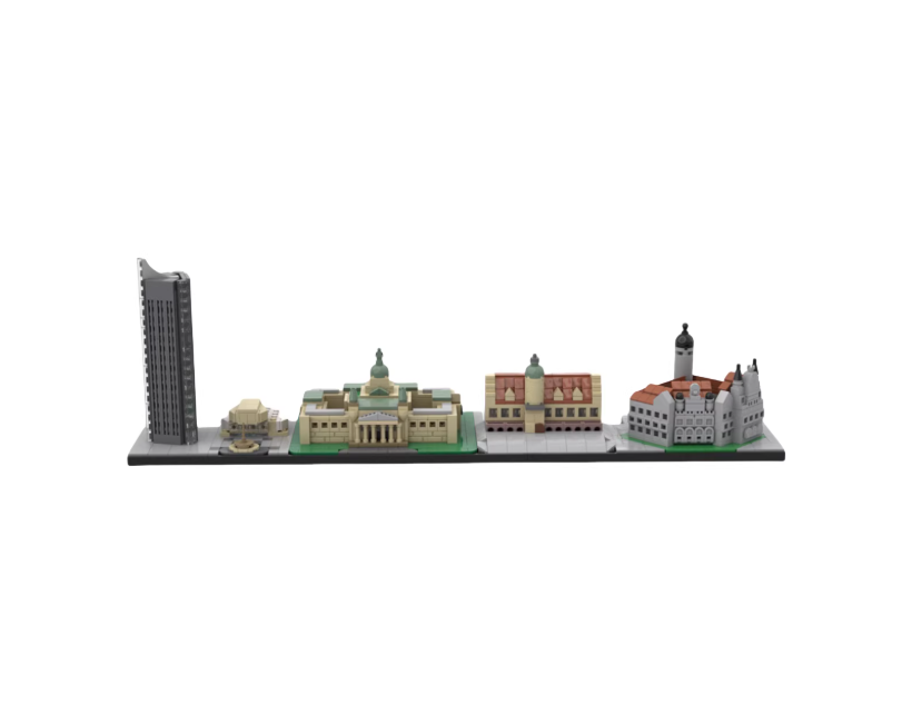 现货小颗粒MOC-68076拼装积木莱比锡城市塔益智天际线玩具模型