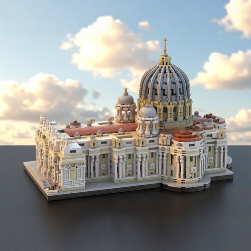 现货小颗粒MOC-205664圣彼得大教堂 1:800比例拼装积木模型摆件