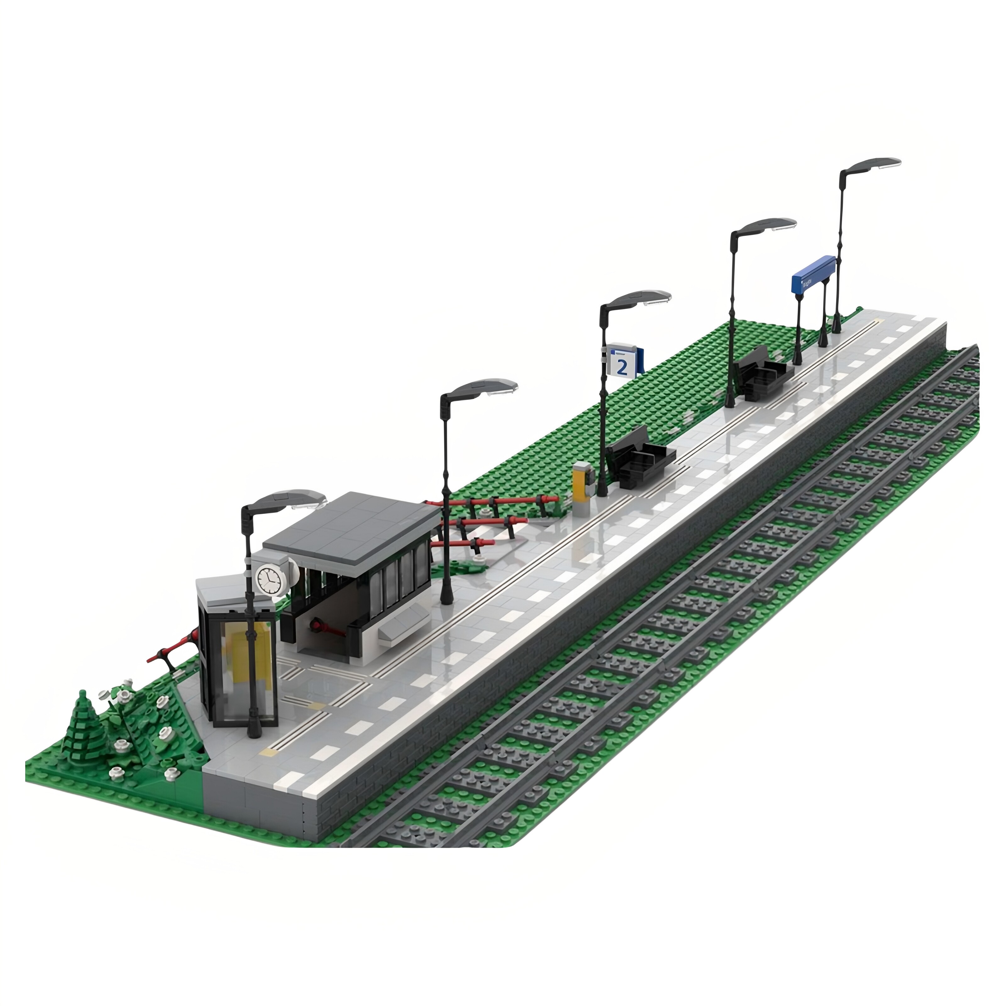 现货小颗粒MOC-78047菲格特火车站2号站台建筑积木玩具模型摆件