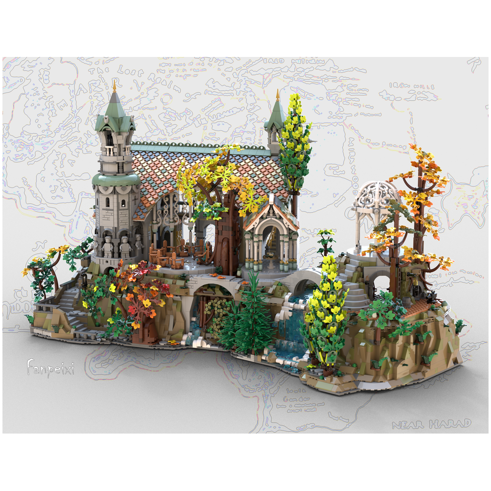 现货小颗粒MOC-209992瑞文戴尔山体底座益智拼装积木模型建筑系列