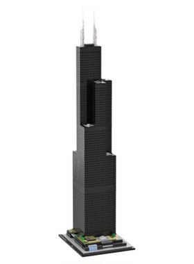 现货小颗粒MOC-127024迪门威利斯大厦1:800比例建筑积木模型摆件