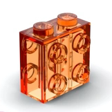 （现货）华志积木 80796 透明橙 1×2×2双面带凸点砖 6370565