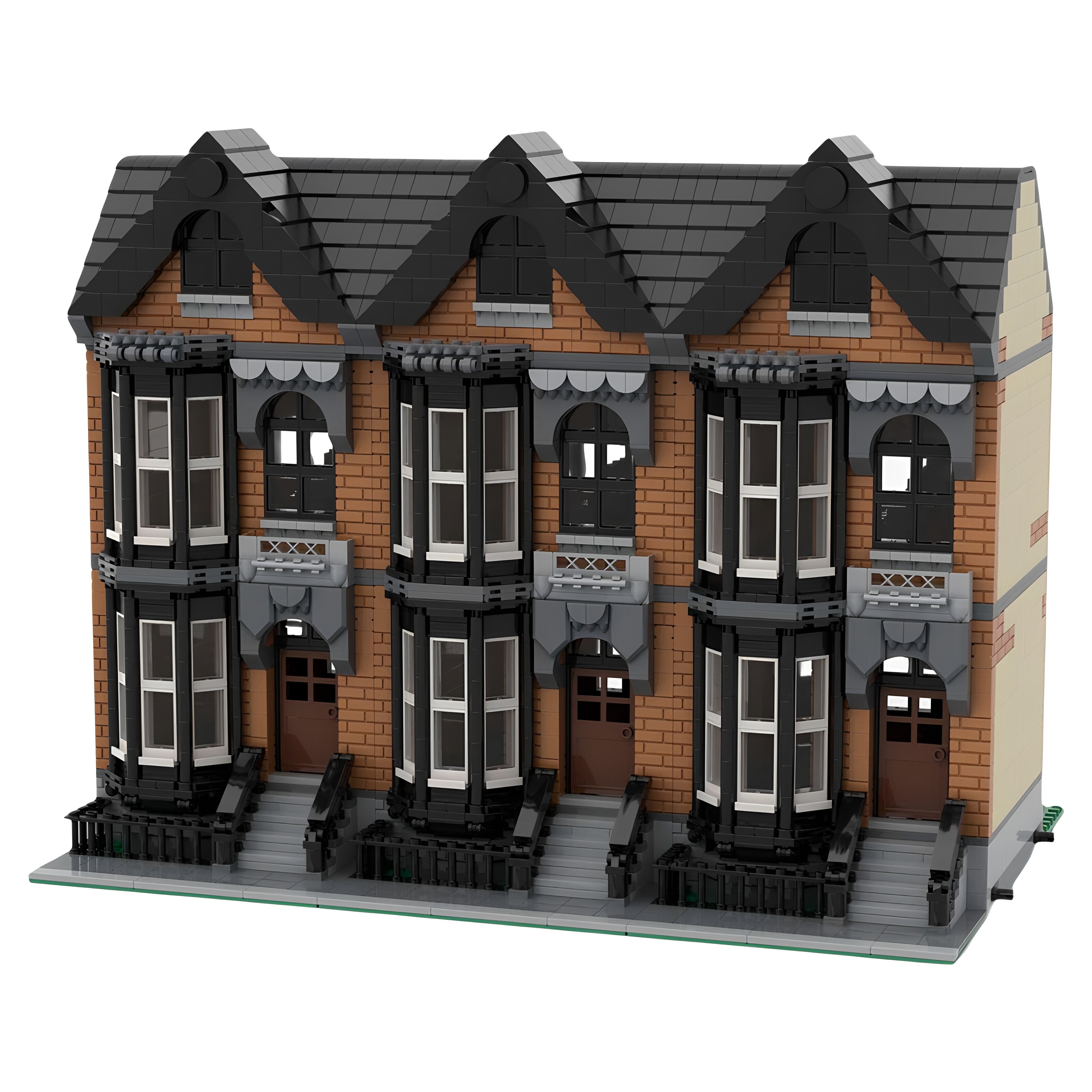 现货小颗粒MOC-162599建筑街景模块化褐石住宅积木玩具模型摆件