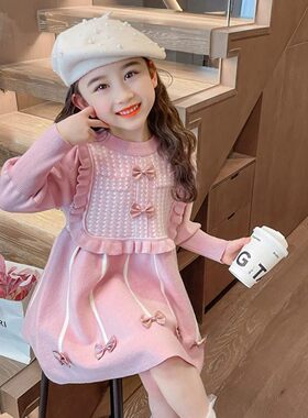 GBUBG女童针织毛衣连衣裙秋冬季