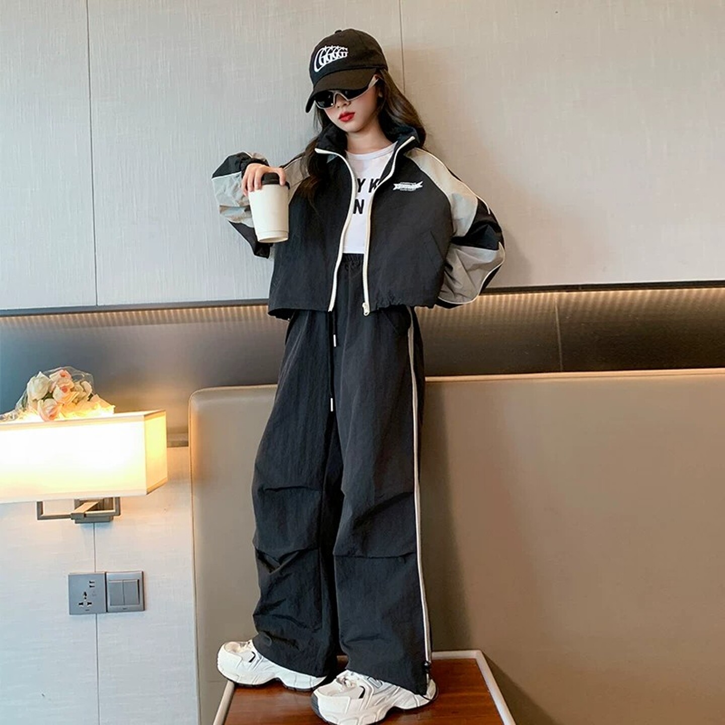 GBUBG 女童套装潮酷秋装2026新款儿童休闲运动工装裤两件套春秋款
