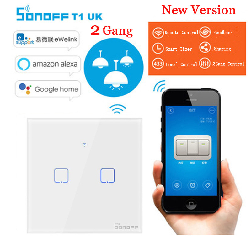 新款Sonoff T1 UK 2C wifi远程遥控智能开关86型墙壁触-封面