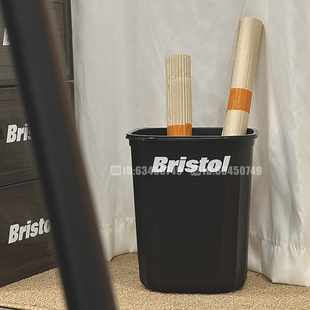 潮牌FCRB藤原浩Bristol家用大容量客厅厨房卧室无盖黑色垃圾桶