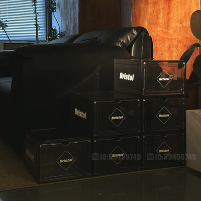 潮牌Bristol余文乐加厚透明鞋盒收纳塑料磁吸防尘亚克力收纳鞋盒