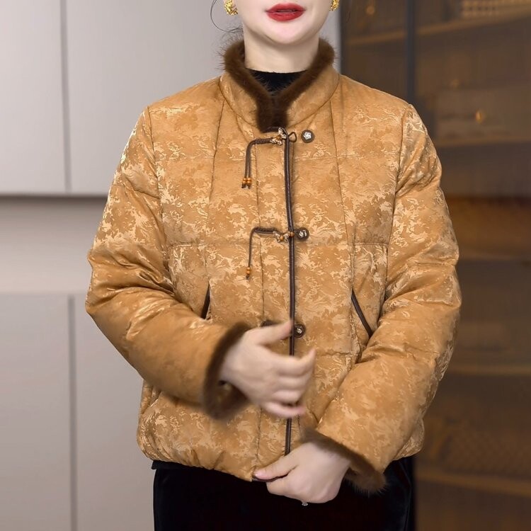 新中式妈妈冬装外套加绒棉衣2025新款中老年女洋气棉服加厚小棉袄