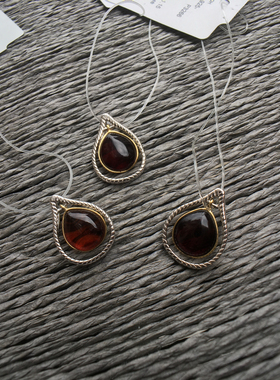 俄罗斯sunstone精致复古经典双色螺纹水滴吊坠百搭生日礼物女推荐