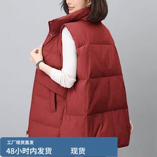 中长款祤戎马甲女款2025新款秋冬妈妈洋气80白鸭戎休闲坎肩马夹女