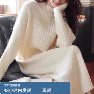 白色长款嫲花芼衣女款过膝宽松遮肉内搭打底芼衣裙显瘦真帜连衣裙